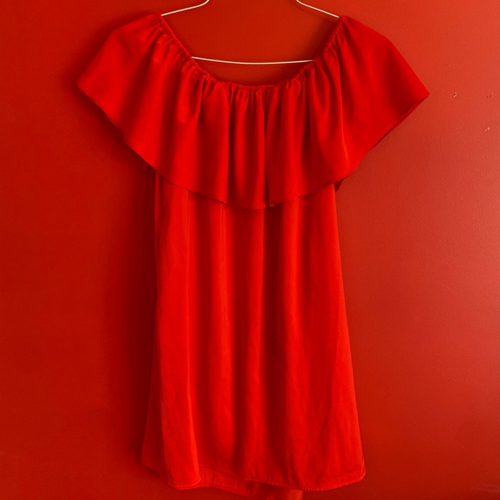 Off the Shoulder, Bright Red Dress